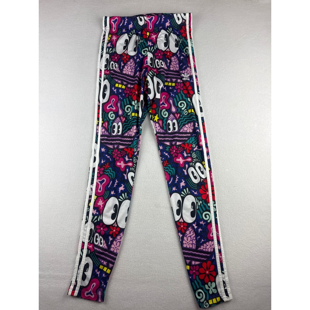 Adidas Originals Womens Small Multicolor Graphic Floral Trefoil Leggings DV2671